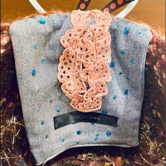 🌟HP🌟VTG 1990s Handmade Ring Handle Chunky Knit Bucket Bag by Miss Chickpea - Picture 6 of 13